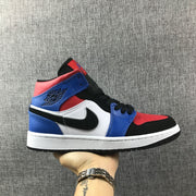 Air Jordan 1 Mid Blue Red Black White Sneakers