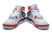 Air Jordan 4 Retro White and Red High-Top Sneakers