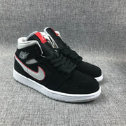 Air Jordan 1 Mid Black, White & Red Sneakers 554724-060