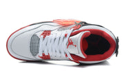 Air Jordan 4 Retro White and Red High-Top Sneakers