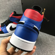 Air Jordan 1 Mid Blue Red Black White Sneakers