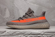 Yeezy 350 V2 Sneakers in Charcoal and Bright Orange