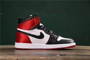 Air Jordan 1 Satin Black Toe High-Top Sneakers