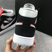 Air Jordan 1 Mid Black, White & Red Sneakers 554724-060