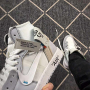 Jordan 1 High Off-White Style White Grey Sneakers