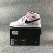 Air Jordan 1 Mid Pink and Black High-Top Sneakers