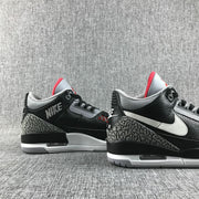 Air Jordan 3 Retro Black Cement Sneakers, Black and Grey