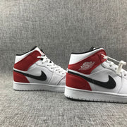 Air Jordan 1 Mid White Red Sneakers 554724-116