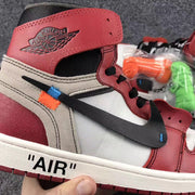 Off-White x Air Jordan 1 High Sneakers, Red and White
