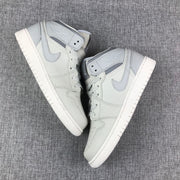 Air Jordan 1 Mid Sneakers in White and Grey