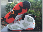 Air Jordan 6 Sneakers in White, Grey and Red
