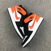 Air Jordan 1 Mid Black White Orange Sneakers 554724-058