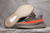 Yeezy 350 V2 Sneakers in Charcoal and Bright Orange