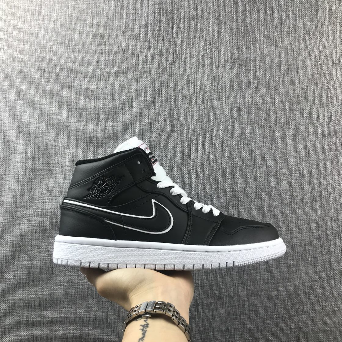 Air Jordan 1 Mid Black and White Sneakers 852542-016