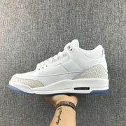 Jordan 3 White Cement Sneakers with Blue Translucent Sole