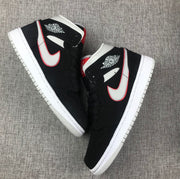 Air Jordan 1 Mid Black, White & Red Sneakers 554724-060