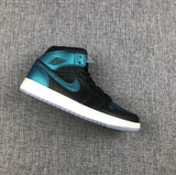 Air Jordan 1 Mid BQ6472-009 Black and Turquoise Sneakers