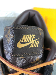 Jordan 1 Low Brown Black Sneakers with Monogram Print
