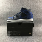 Air Jordan 1 Mid Black and Royal Blue High-Top Sneakers