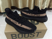 Yeezy 350 V2 Knit Sneakers in Black and Beige
