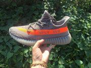 Yeezy 350 V2 Gray and Orange Knit Sneakers