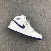 Air Jordan 1 Mid White Purple Sneakers 332148-137