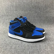 Air Jordan 1 Mid Black and Blue High-Top Sneakers
