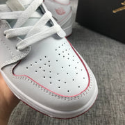 Air Jordan 1 Mid White and Red Sneakers 554725-103