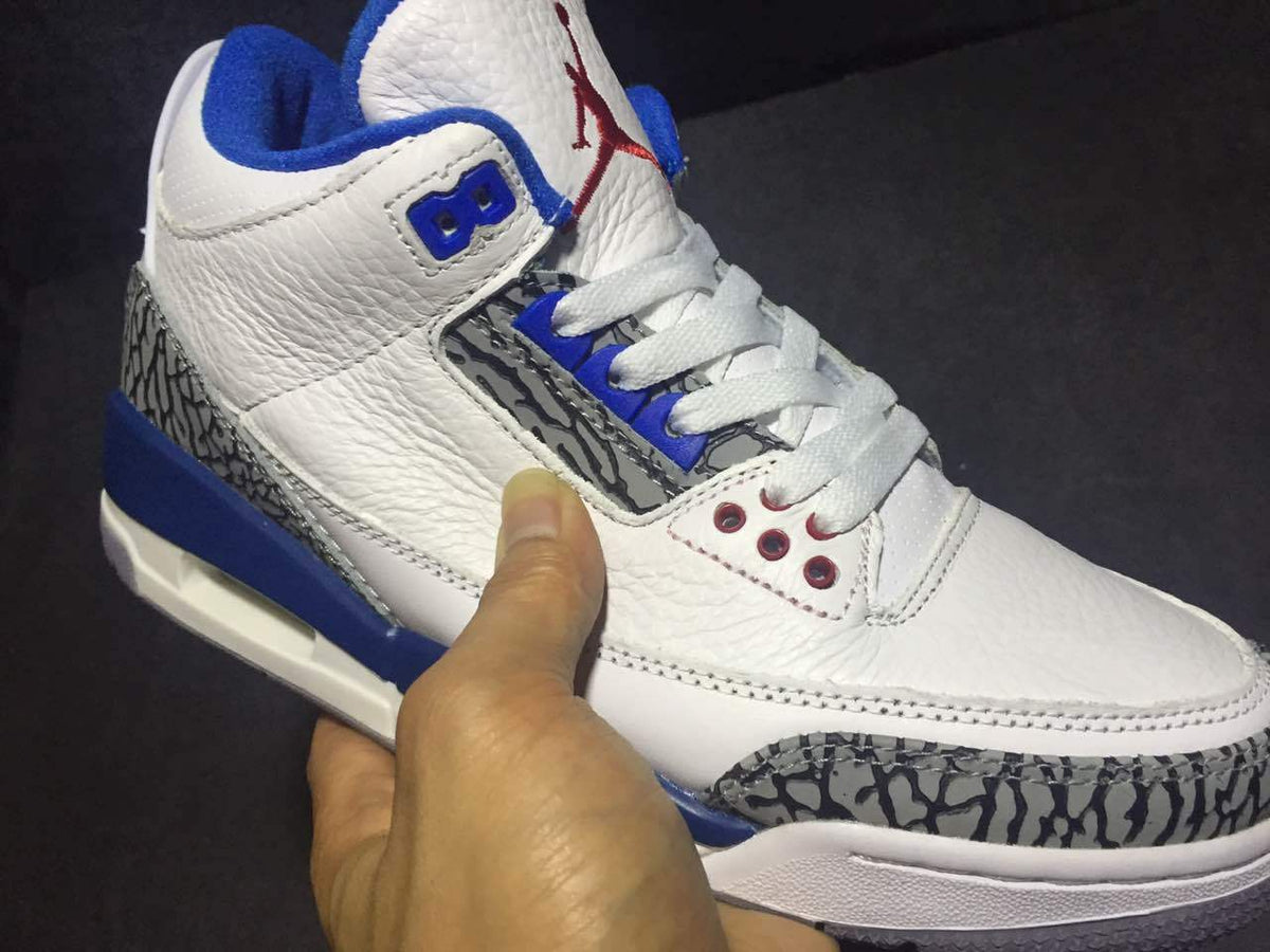 Air Jordan 3 White Blue High-Top Sneakers