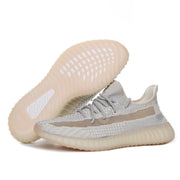 Yeezy 350 V2 Knit Sneakers in Light Gray and Cream