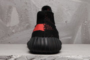 Yeezy 350 V2 Black and Red Knit Sneakers