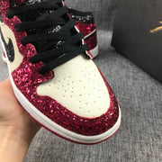 Air Jordan 1 Mid Chicago Starfish Sneakers, Red and Black
