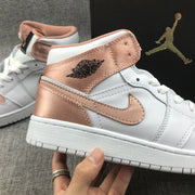 Jordan 1 Mid Rose Gold Silk Women's Sneakers 555112-190