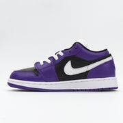 Jordan 1 Low Black Purple White Sneakers 553560-501