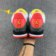 Air Jordan 3 White, Red and Black High-Top Sneakers