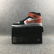 Air Jordan 1 Mid Black White Orange Sneakers 554724-058