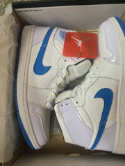 Jordan Air Jordan 1 High White and Royal Blue Sneakers