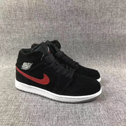Jordan 1 Mid Black Red Blue Sneakers 554724-065
