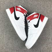 Air Jordan 1 Mid White Red Sneakers 554724-116