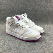 Jordan 1 Mid Grey White Fuchsia High-Top Sneakers