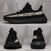 Yeezy 350 V2 Black and Cream Sneakers