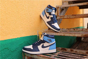 Air Jordan 1 Retro High OG Blue and White Sneakers