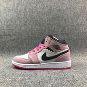 Jordan 1 Mid Pink White Black Sneakers 852542-801