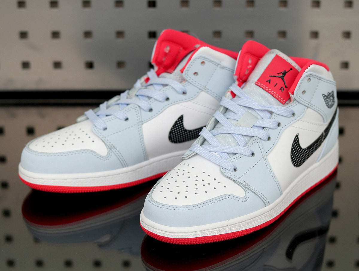 Air Jordan 1 Mid Half Blue Black White Sneakers