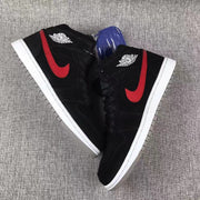 Jordan 1 Mid Black Red Blue Sneakers 554724-065