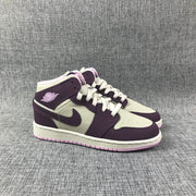Air Jordan 1 Mid GS Sneakers White Purple Pink