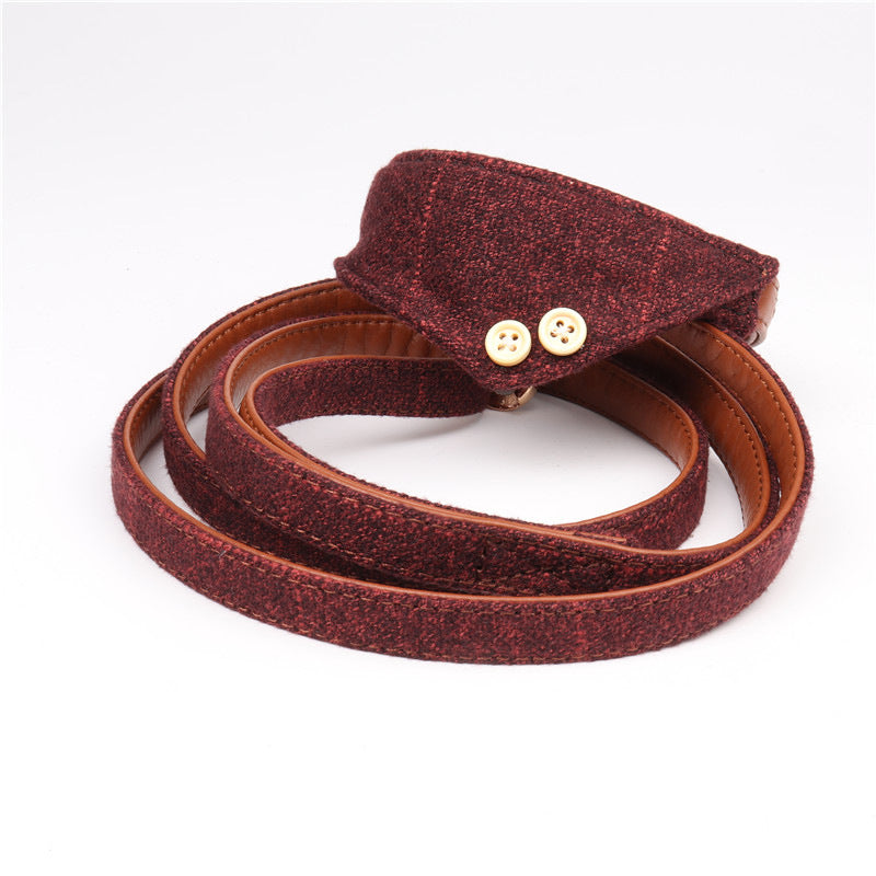 Aminger Cross-border Small and Medium-sized Dog Pu Dog Leash, British Pet Triangle Towel Collar