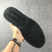 Air Jordan 1 Mid Black and Blue High-Top Sneakers