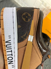 Jordan 1 Low Brown Black Sneakers with Monogram Print