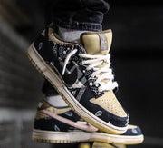 Jordan 1 High Paisley Pattern Sneakers in Black and Tan